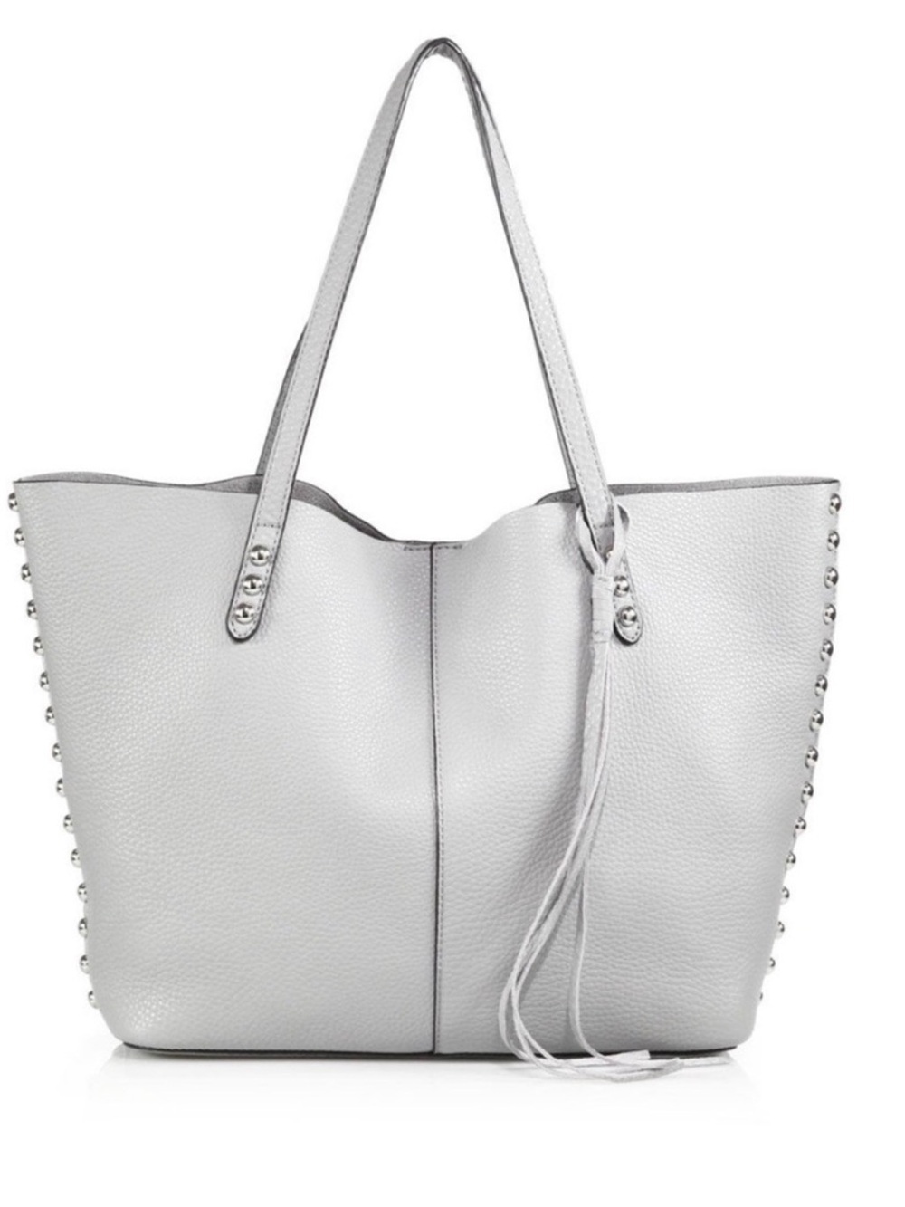 REBECCA MINKOFF Grey Soft Studded Pebbled Leather Tote